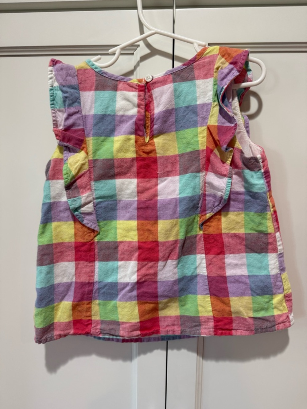 GAP Girls Multicolor Gingham Ruffle Tank Top - Picture 2 of 3